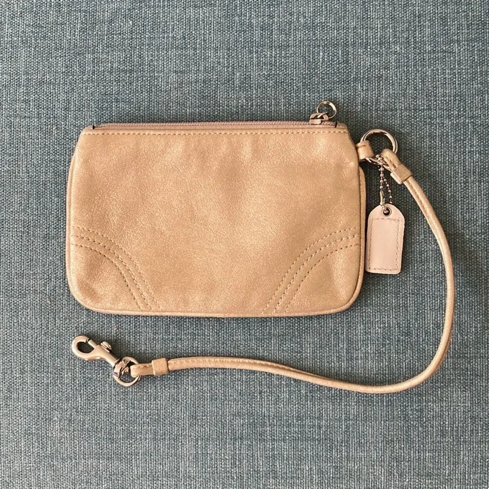Metallic Coach Wristlet Clutch Purse